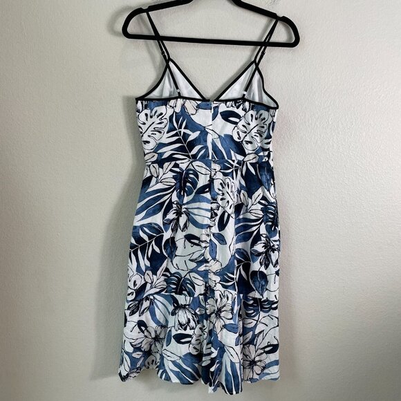 Banana Republic Womens 6 Floral Spaghetti Strap Linen Flounce V Neck  Midi Dress - Picture 9 of 11